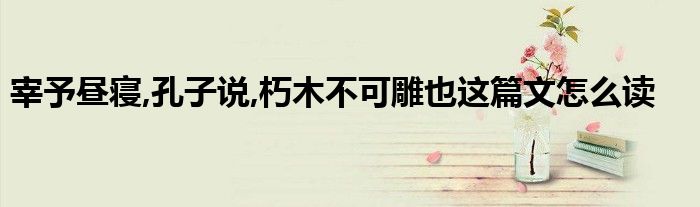 宰予晝寢,孔子說,朽木不可雕也這篇文怎么讀