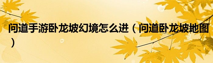 問道手游臥龍坡幻境怎么進(jìn)（問道臥龍坡地圖）