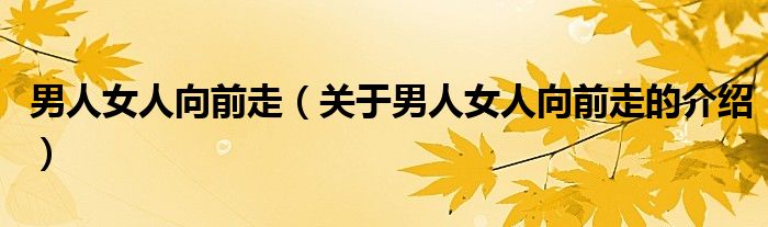 男人女人向前走（關(guān)于男人女人向前走的介紹）