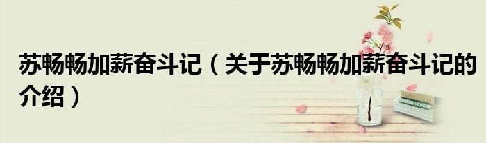 蘇暢暢加薪奮斗記（關于蘇暢暢加薪奮斗記的介紹）