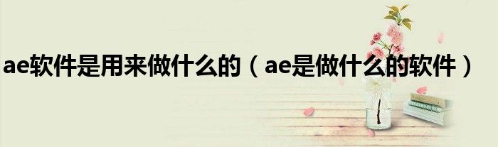 ae軟件是用來做什么的（ae是做什么的軟件）