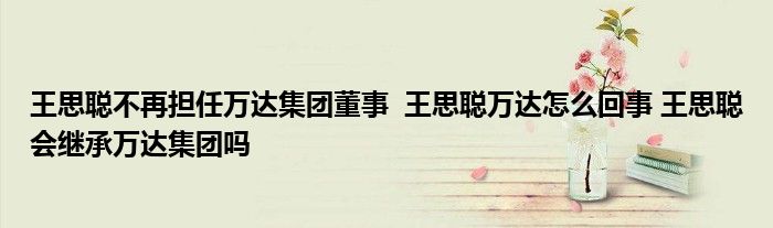 王思聰不再擔(dān)任萬(wàn)達(dá)集團(tuán)董事 王思聰萬(wàn)達(dá)怎么回事 王思聰會(huì)繼承萬(wàn)達(dá)集團(tuán)嗎