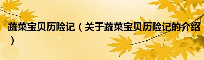 蔬菜寶貝歷險(xiǎn)記（關(guān)于蔬菜寶貝歷險(xiǎn)記的介紹）