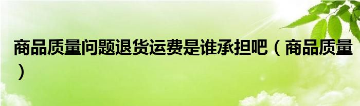 商品質(zhì)量問題退貨運(yùn)費(fèi)是誰(shuí)承擔(dān)吧（商品質(zhì)量）