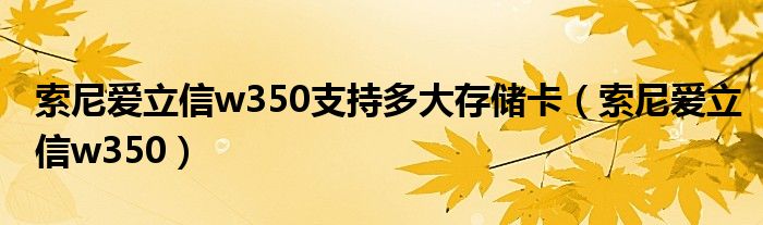 索尼愛立信w350支持多大存儲(chǔ)卡（索尼愛立信w350）