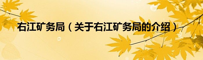 右江礦務(wù)局（關(guān)于右江礦務(wù)局的介紹）