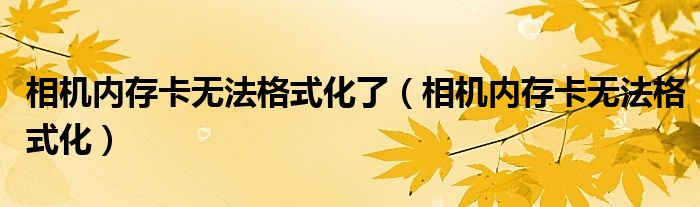 相機內(nèi)存卡無法格式化了（相機內(nèi)存卡無法格式化）