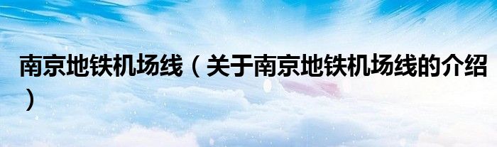 南京地鐵機場線（關于南京地鐵機場線的介紹）