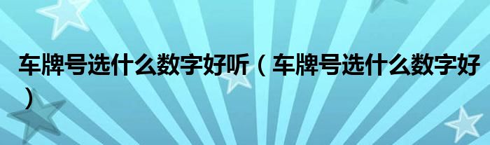 車牌號選什么數(shù)字好聽（車牌號選什么數(shù)字好）