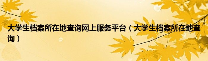 大學(xué)生檔案所在地查詢網(wǎng)上服務(wù)平臺（大學(xué)生檔案所在地查詢）