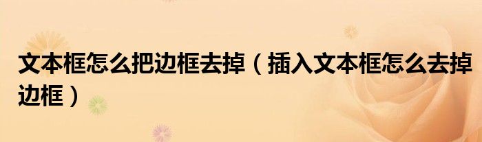 文本框怎么把邊框去掉（插入文本框怎么去掉邊框）
