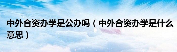 中外合資辦學(xué)是公辦嗎（中外合資辦學(xué)是什么意思）