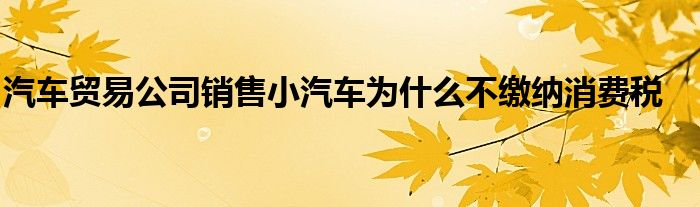 汽車貿(mào)易公司銷售小汽車為什么不繳納消費(fèi)稅