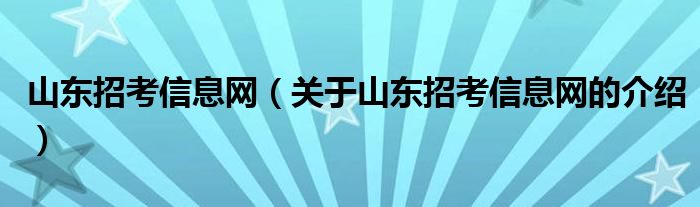 山東招考信息網(wǎng)（關(guān)于山東招考信息網(wǎng)的介紹）