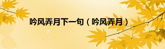 吟風(fēng)弄月下一句（吟風(fēng)弄月）
