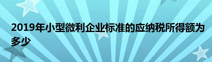 2019年小型微利企業(yè)標準的應納稅所得額為多少