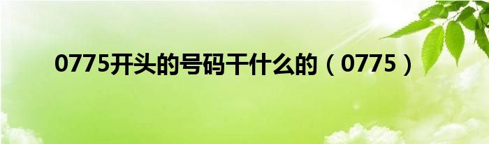 0775開頭的號碼干什么的（0775）
