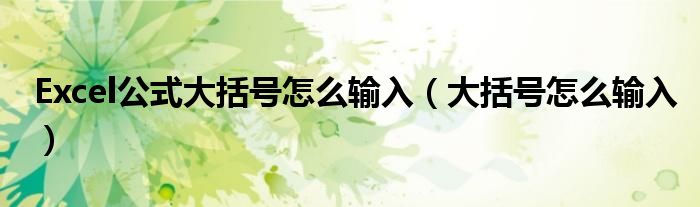 Excel公式大括號怎么輸入（大括號怎么輸入）