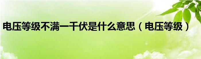 電壓等級不滿一千伏是什么意思（電壓等級）