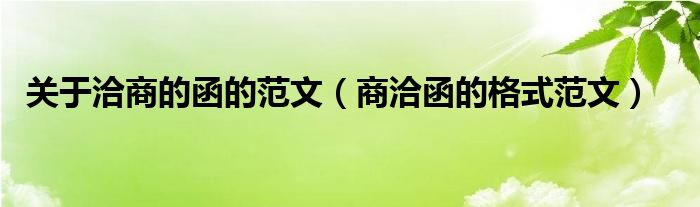 關于洽商的函的范文（商洽函的格式范文）
