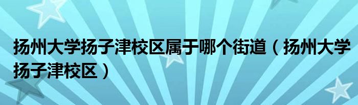 揚州大學揚子津校區(qū)屬于哪個街道（揚州大學揚子津校區(qū)）