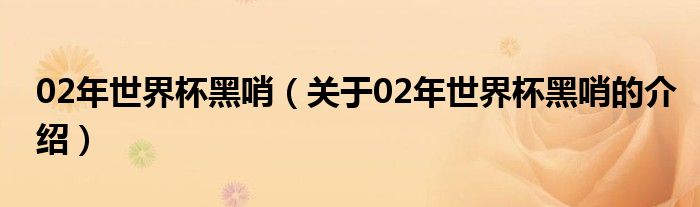 02年世界杯黑哨（關(guān)于02年世界杯黑哨的介紹）