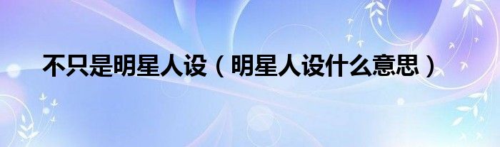不只是明星人設（明星人設什么意思）