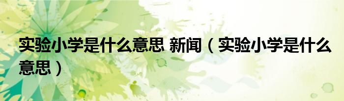 實(shí)驗(yàn)小學(xué)是什么意思 新聞（實(shí)驗(yàn)小學(xué)是什么意思）