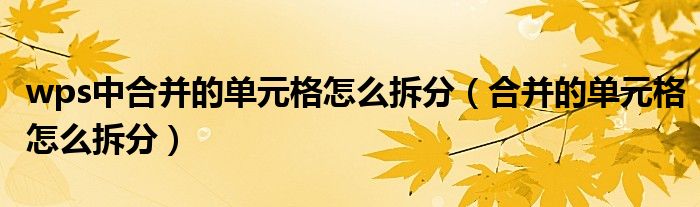 wps中合并的單元格怎么拆分（合并的單元格怎么拆分）