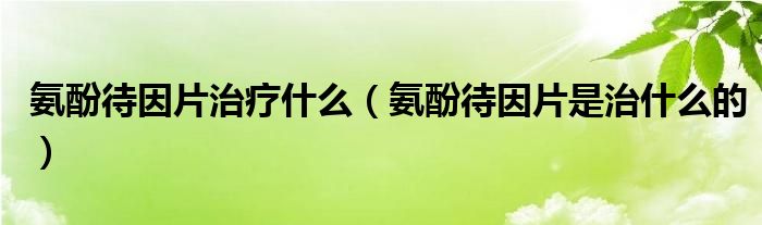 氨酚待因片治療什么（氨酚待因片是治什么的）