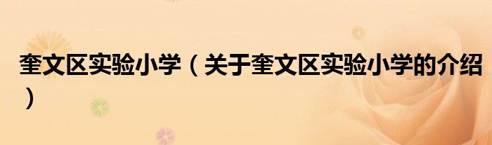 奎文區(qū)實驗小學(xué)（關(guān)于奎文區(qū)實驗小學(xué)的介紹）