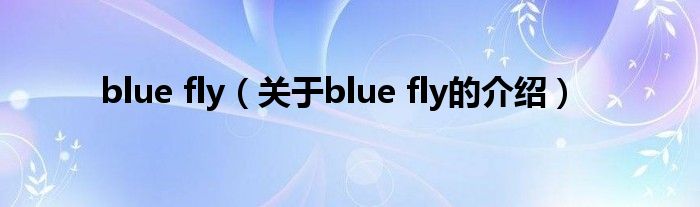 blue fly（關(guān)于blue fly的介紹）