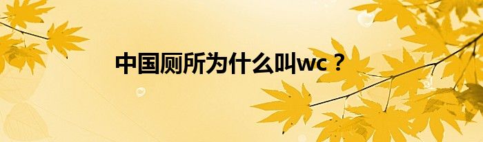 中國廁所為什么叫wc？