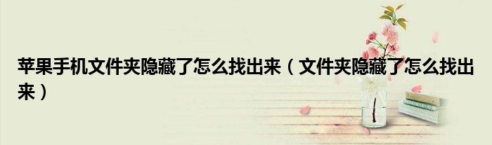 蘋果手機文件夾隱藏了怎么找出來（文件夾隱藏了怎么找出來）