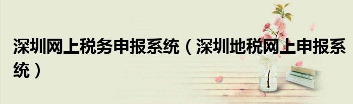 深圳網(wǎng)上稅務(wù)申報系統(tǒng)（深圳地稅網(wǎng)上申報系統(tǒng)）