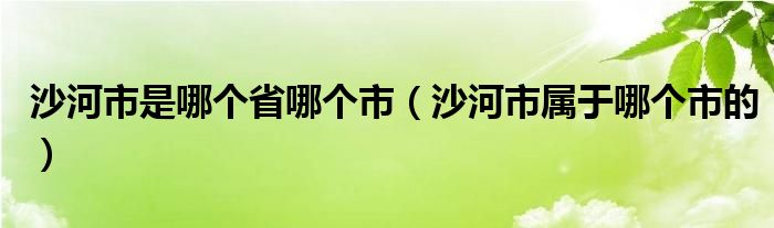 沙河市是哪個(gè)省哪個(gè)市（沙河市屬于哪個(gè)市的）