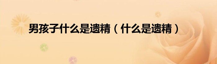 男孩子什么是遺精（什么是遺精）