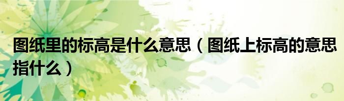 圖紙里的標(biāo)高是什么意思（圖紙上標(biāo)高的意思指什么）