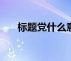 標(biāo)題黨什么意思啊（標(biāo)題黨什么意思）