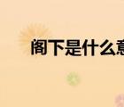 閣下是什么意思呢（閣下是什么意思）