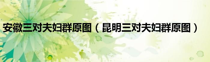 安徽三對(duì)夫婦群原圖（昆明三對(duì)夫婦群原圖）