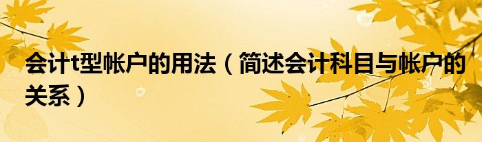 會計t型帳戶的用法（簡述會計科目與帳戶的關系）