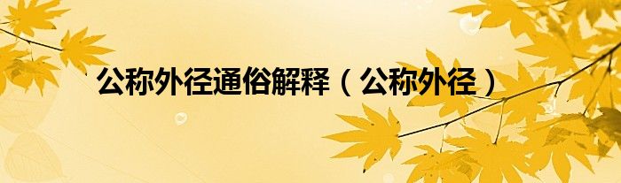 公稱外徑通俗解釋（公稱外徑）
