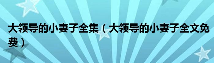 大領(lǐng)導(dǎo)的小妻子全集（大領(lǐng)導(dǎo)的小妻子全文免費(fèi)）