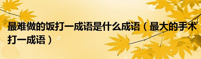 最難做的飯打一成語是什么成語（最大的手術打一成語）