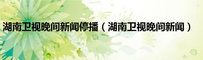 湖南衛(wèi)視晚間新聞停播（湖南衛(wèi)視晚間新聞）