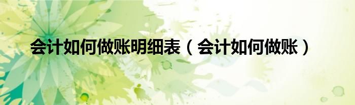 會計如何做賬明細(xì)表（會計如何做賬）