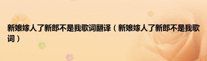新娘嫁人了新郎不是我歌詞翻譯（新娘嫁人了新郎不是我歌詞）