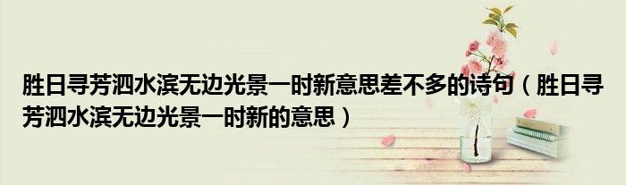 勝日尋芳泗水濱無邊光景一時新意思差不多的詩句（勝日尋芳泗水濱無邊光景一時新的意思）