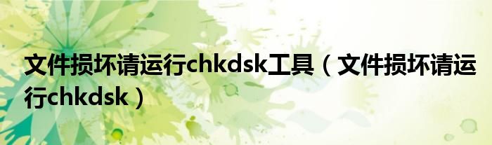 文件損壞請運行chkdsk工具（文件損壞請運行chkdsk）